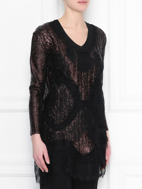 Трикотажное платье из хлопка с кружевной отделкой Ermanno Scervino - МодельВерхНиз