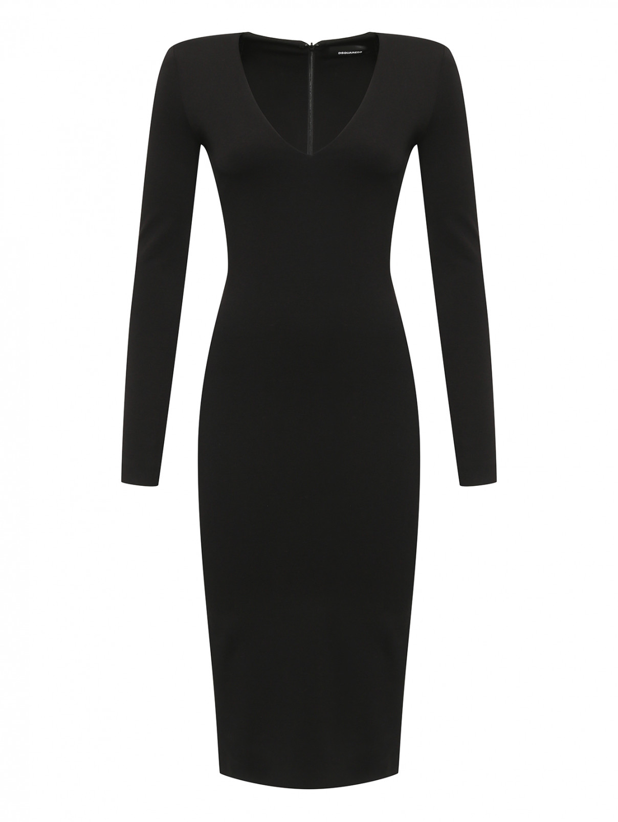 Трикотажное платье с V-образным вырезом Dsquared2  –  Общий вид  – Цвет:  Черный