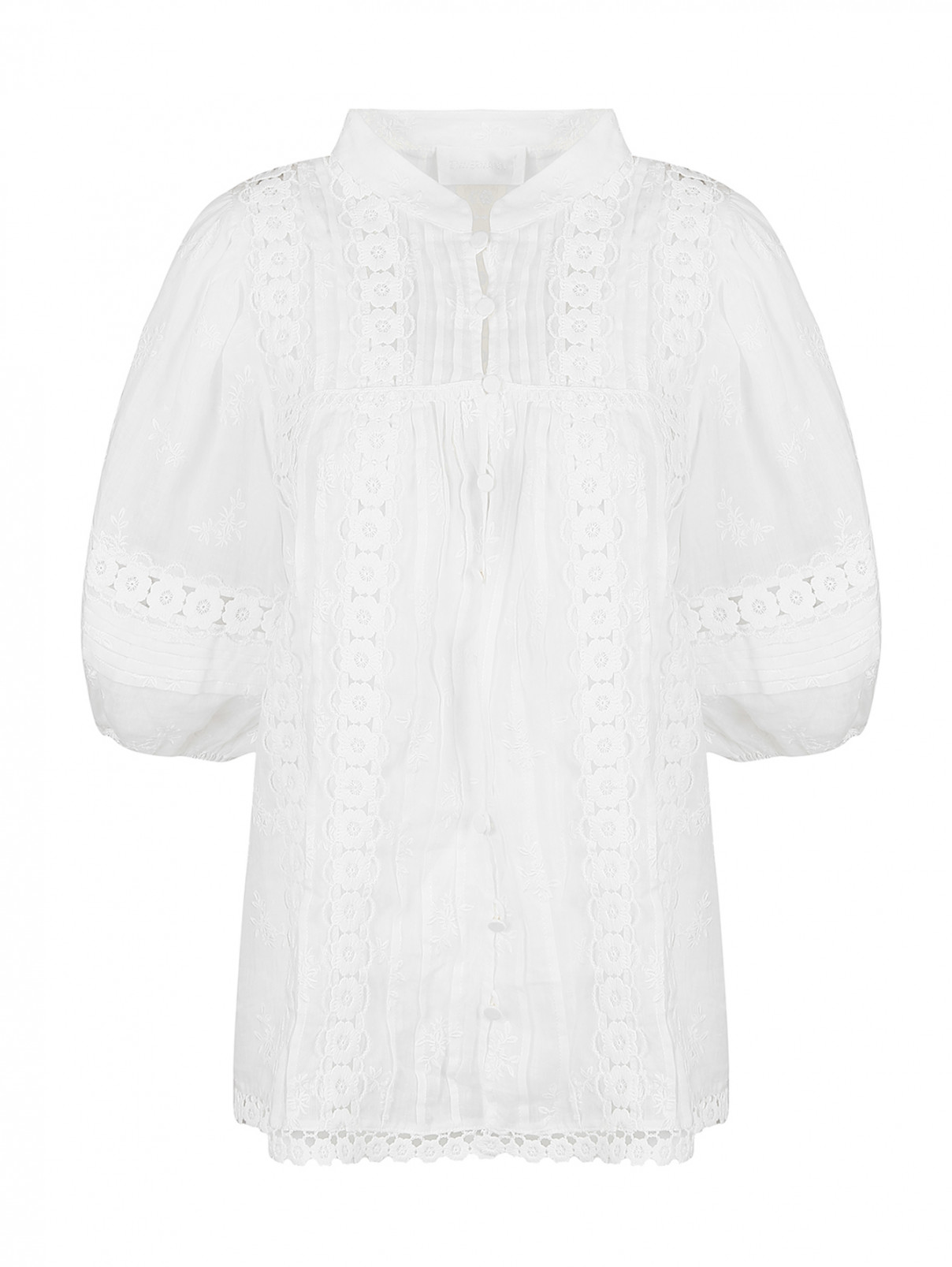 Блуза хлопковая с вышивкой Zimmermann  –  Общий вид  – Цвет:  Белый