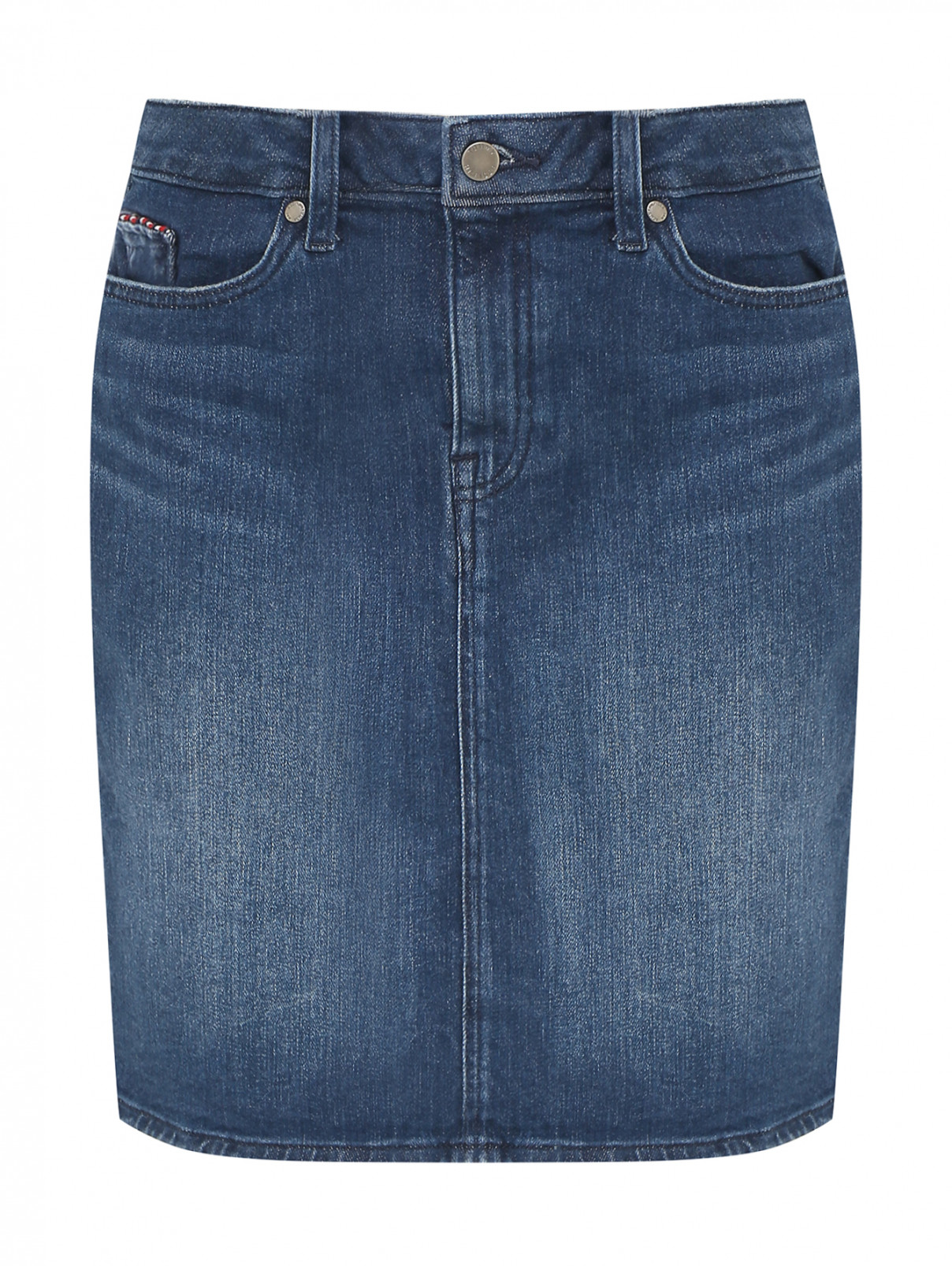 Джинсовая юбка с карманами Tommy Hilfiger  –  Общий вид  – Цвет:  Синий
