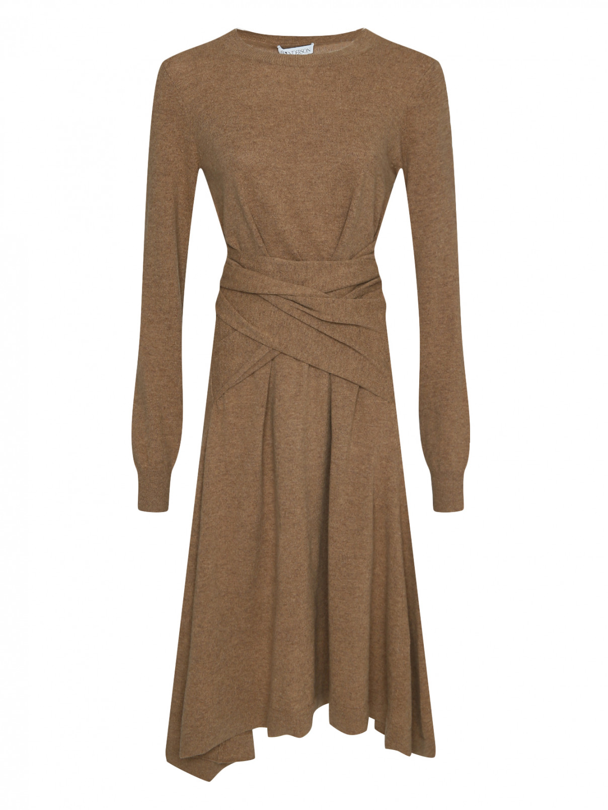 Трикотажное платье миди J.W. Anderson  –  Общий вид  – Цвет:  Коричневый