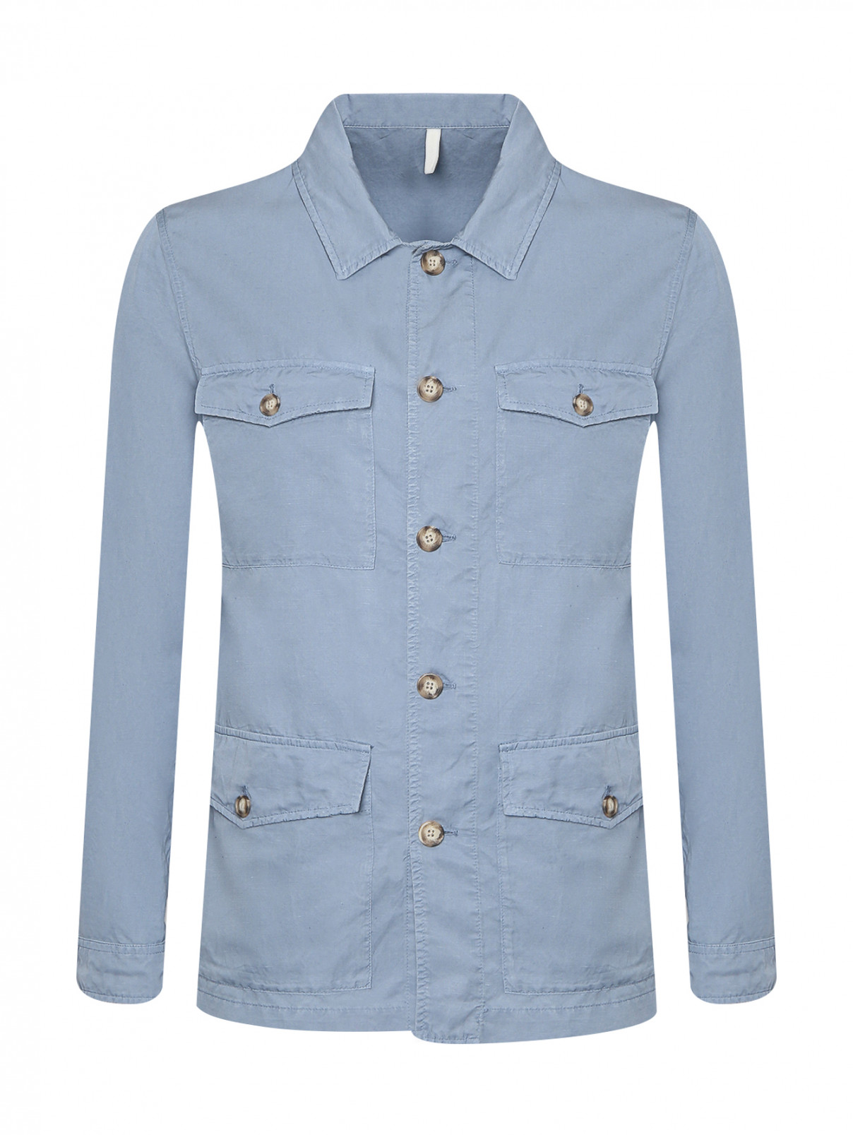 Куртка на пуговицах с накладными карманами Altea  –  Общий вид  – Цвет:  Синий