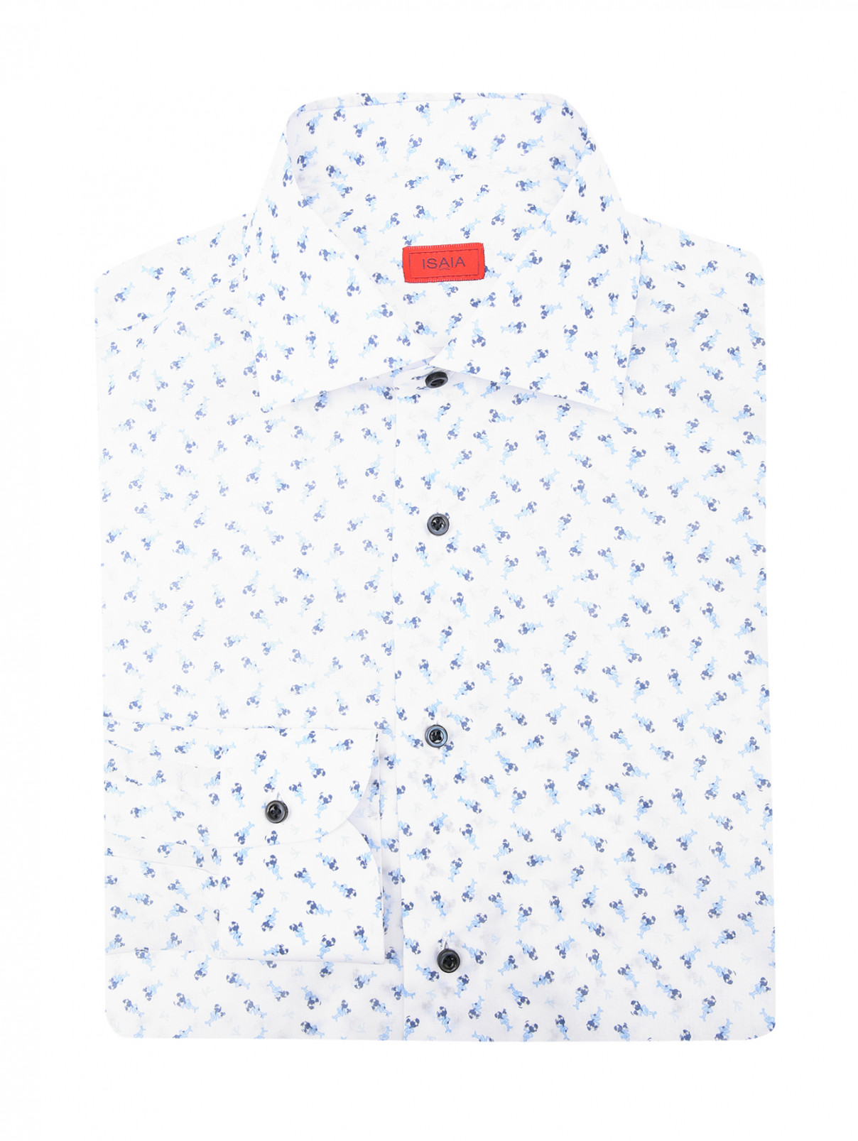 Рубашка из хлопка с узором Isaia  –  Общий вид  – Цвет:  Белый