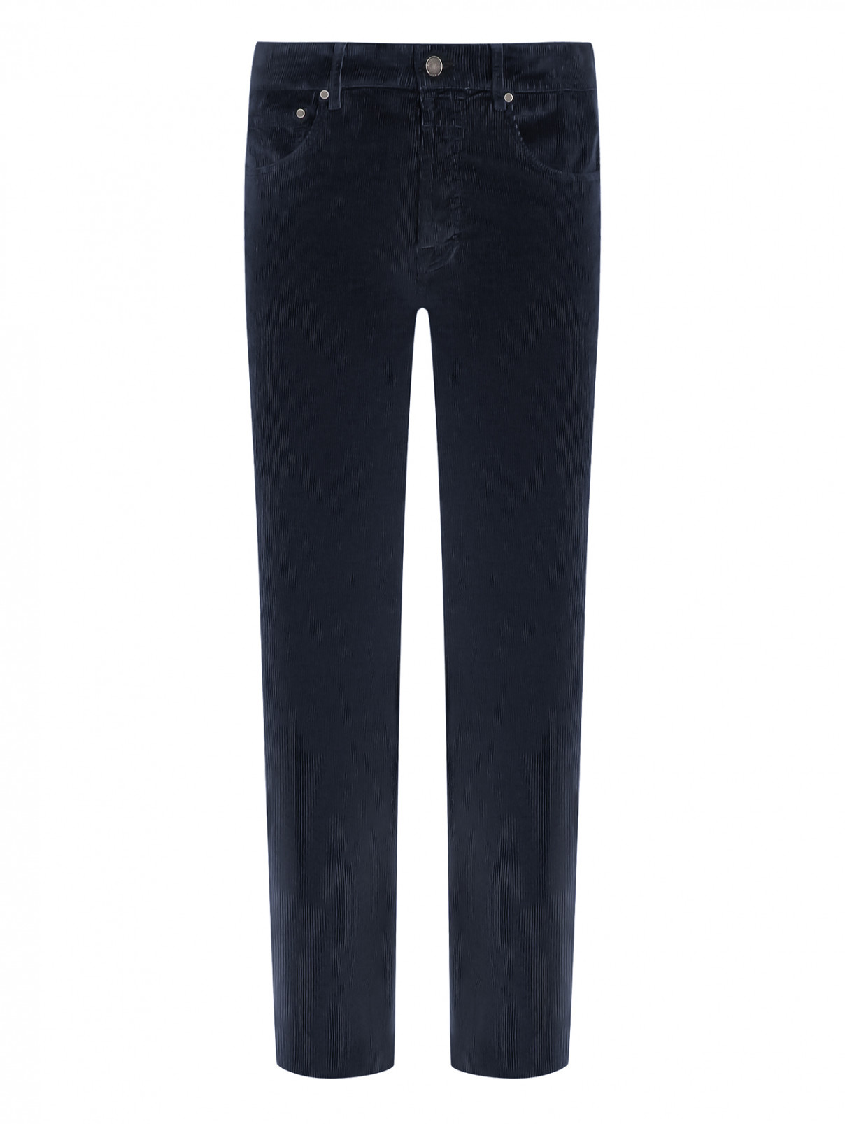 Вельветовые брюки из смешанного хлопка LARDINI  –  Общий вид  – Цвет:  Синий
