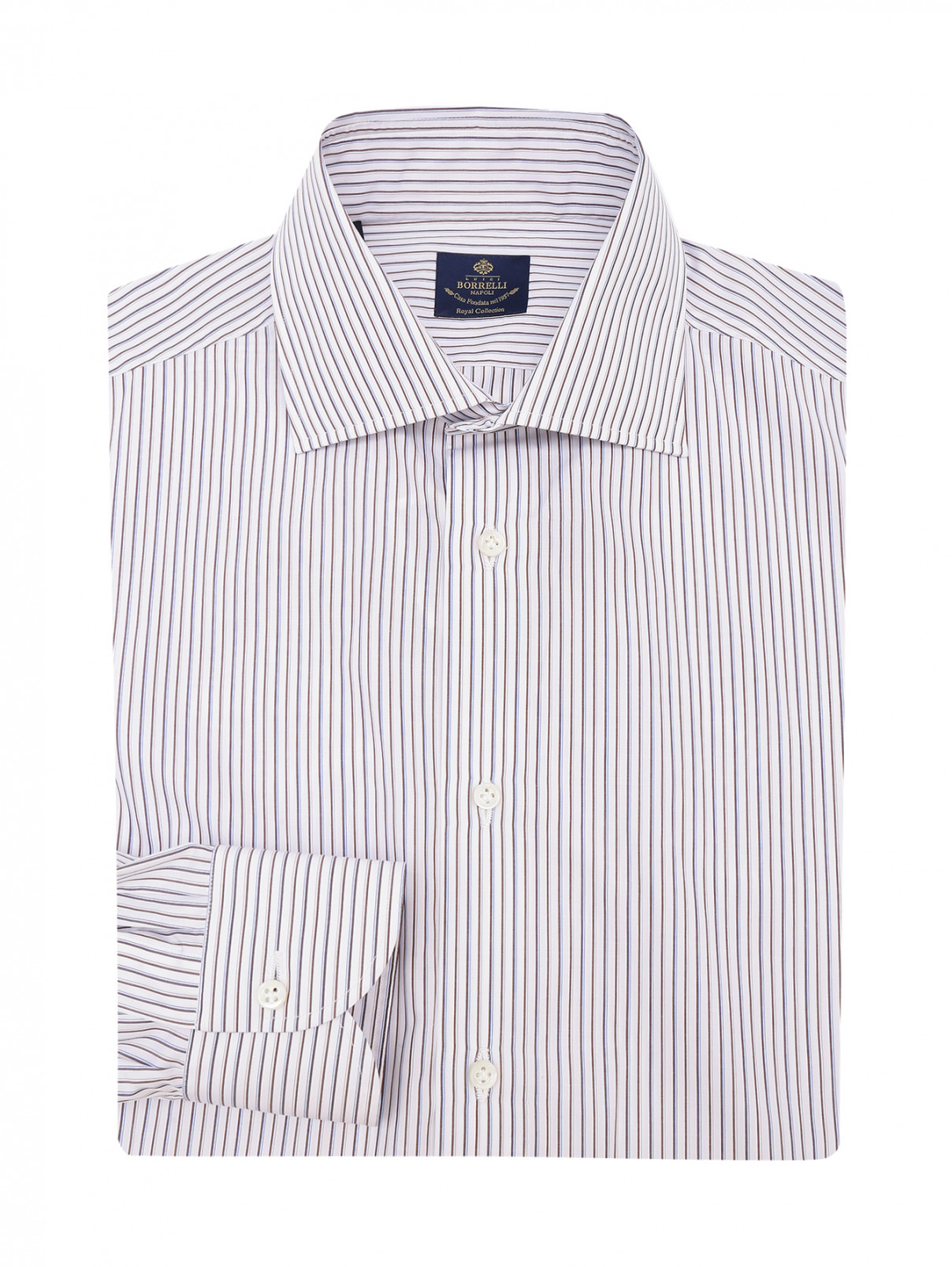 Рубашка из хлопка с узором Borrelli  –  Общий вид  – Цвет:  Белый