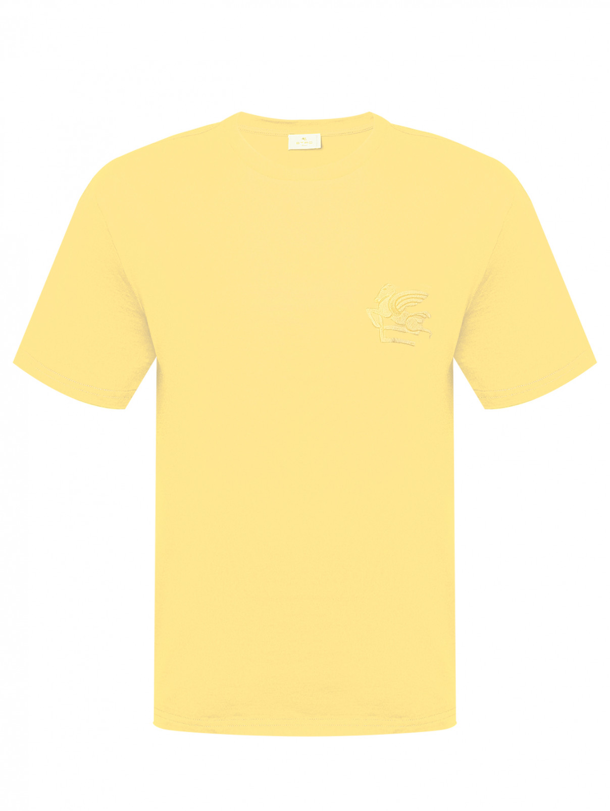Футболка из хлопка с вышивкой Etro  –  Общий вид  – Цвет:  Желтый
