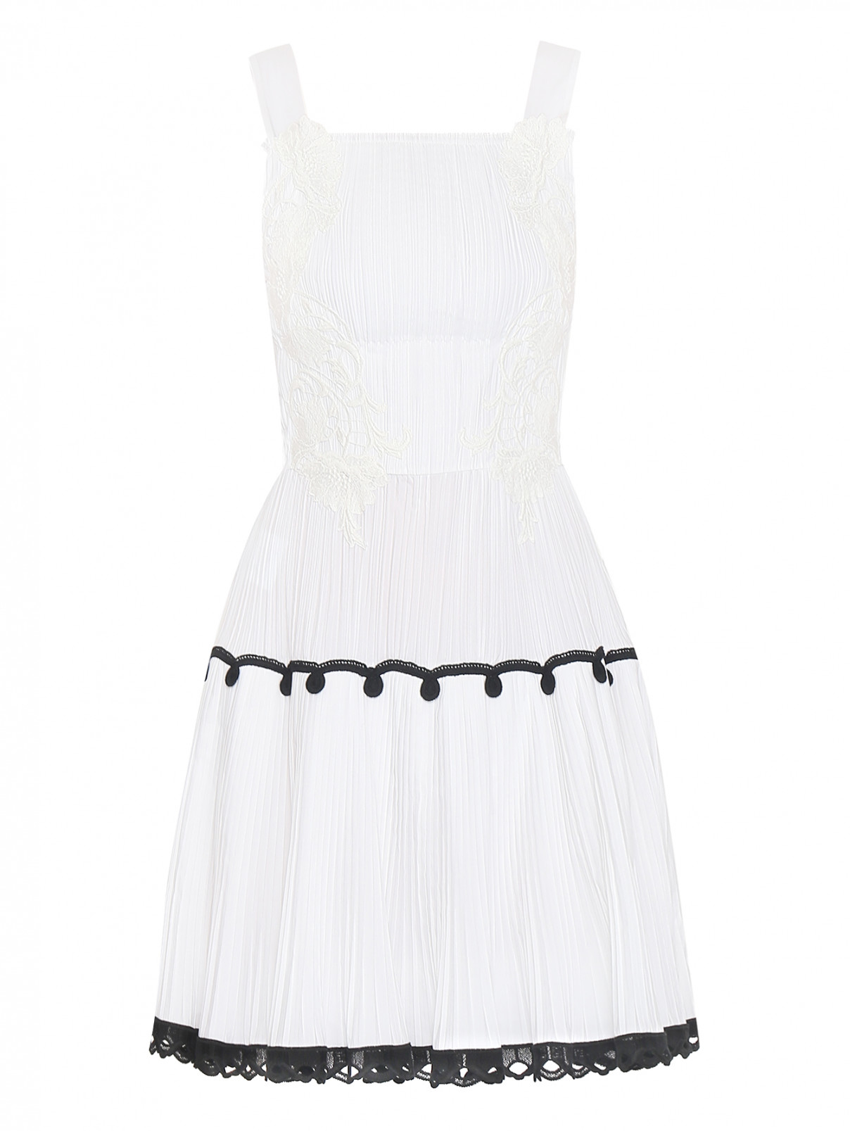 Платье из хлопка с контрастной отделкой Alberta Ferretti  –  Общий вид  – Цвет:  Черный
