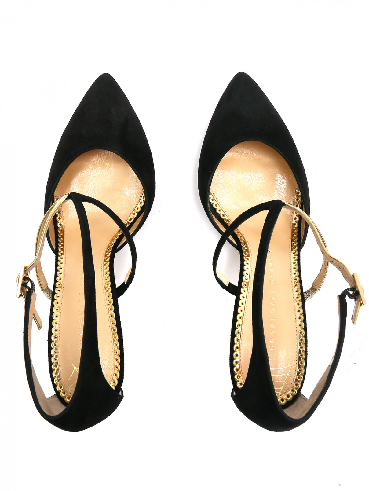 Туфли из замши с контрастной отделкой Charlotte Olympia  –  Обтравка3  – Цвет:  Черный