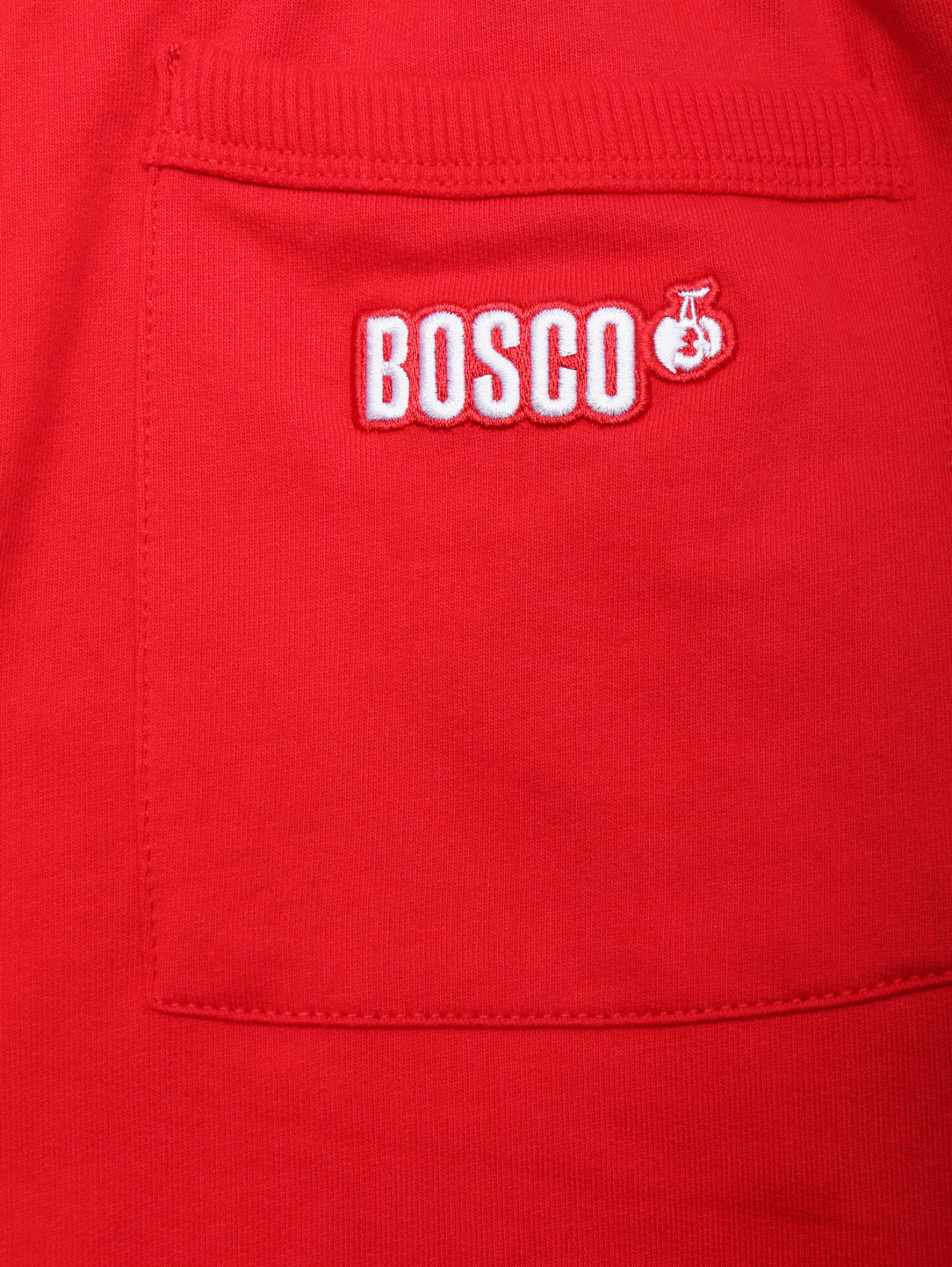 Брюки трикотажные из хлопка с контрастным шнурком и вышивкой BOSCO  –  Общий вид  – Цвет:  Красный