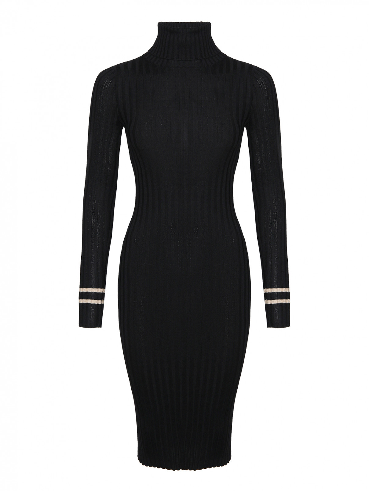 Трикотажное платье из шерсти и шелка Lorena Antoniazzi  –  Общий вид  – Цвет:  Черный