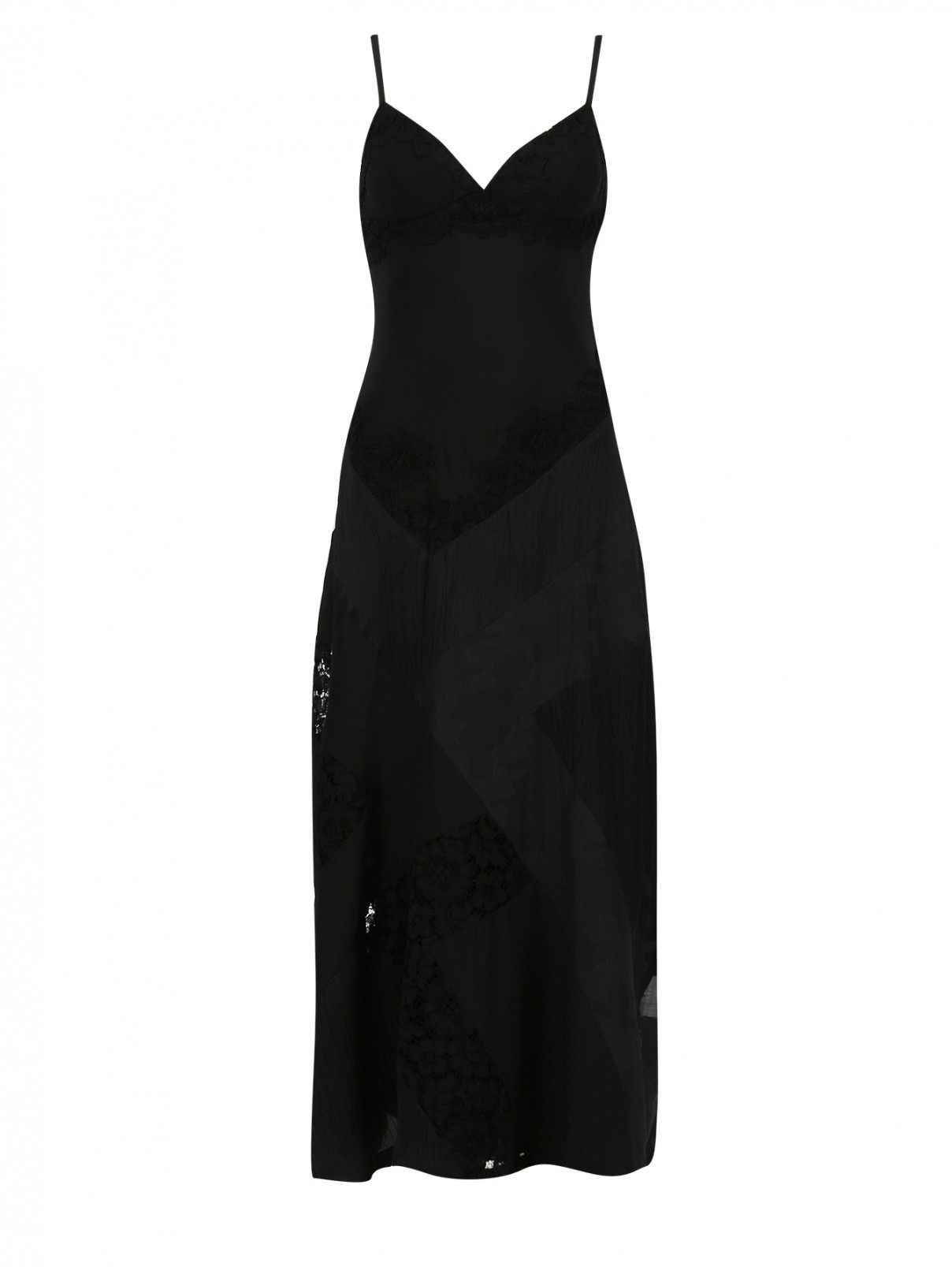Макси-платье с кружевными вставками Moschino  –  Общий вид  – Цвет:  Черный