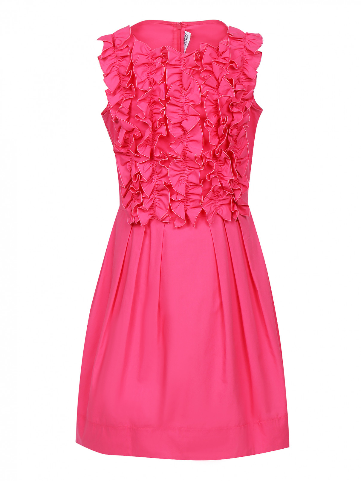 Платье из хлопка с оборками Simonetta  –  Общий вид  – Цвет:  Розовый