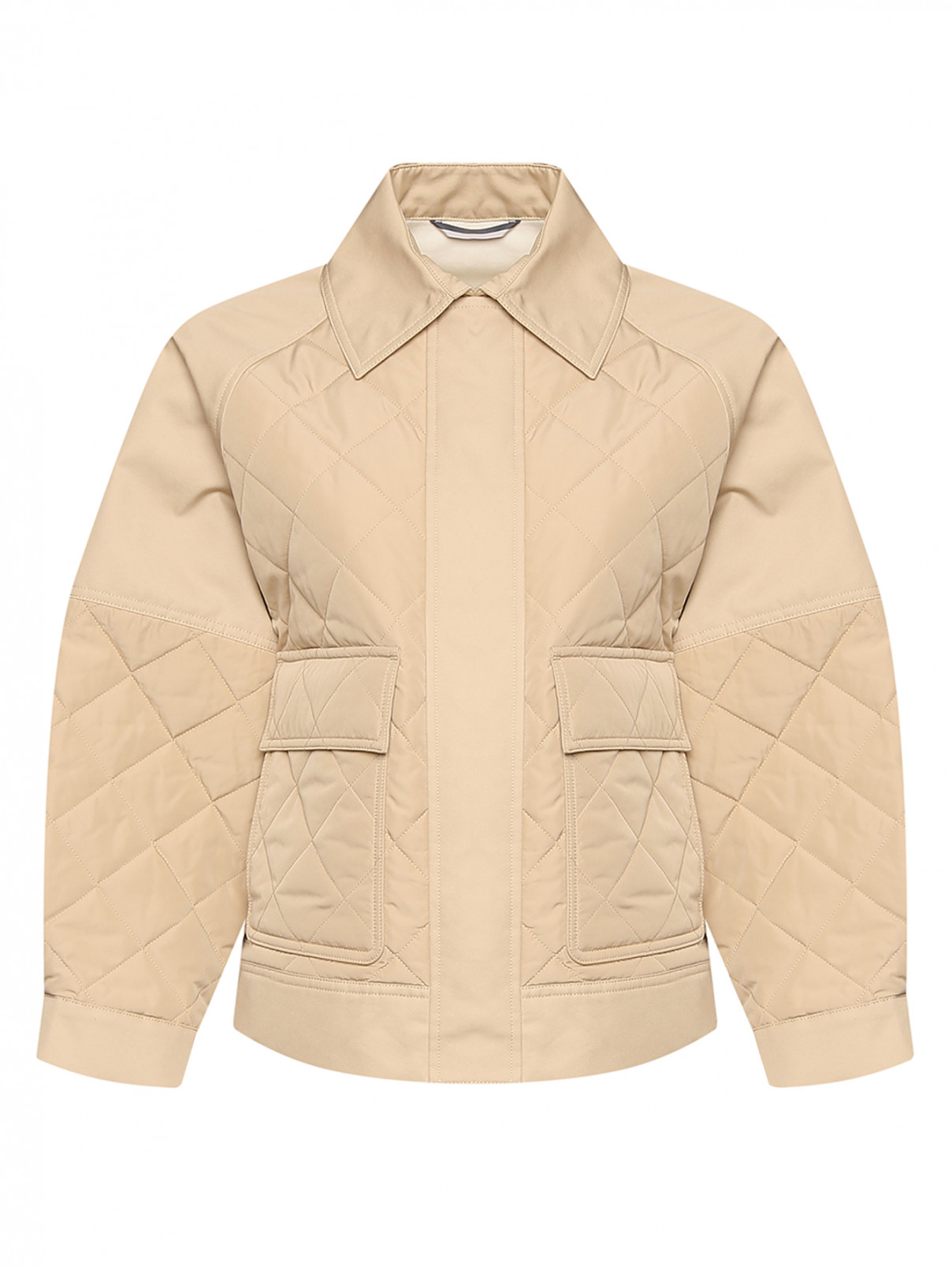 Комбинированная куртка с карманами Weekend Max Mara  –  Общий вид  – Цвет:  Бежевый