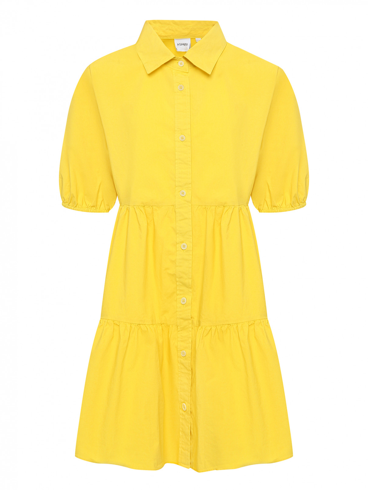 Платье из хлопка на пуговицах Aspesi  –  Общий вид  – Цвет:  Желтый
