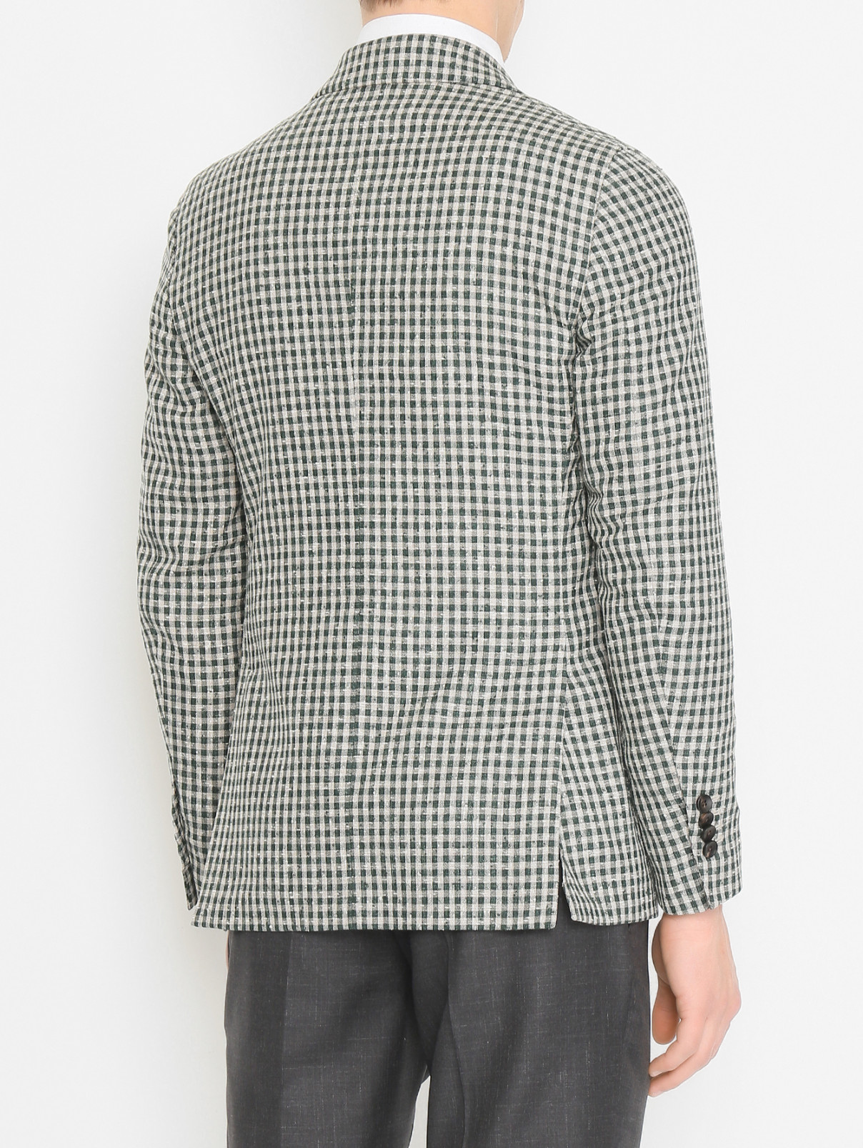 Однобортный пиджак с узором LARDINI  –  МодельВерхНиз1  – Цвет:  Зеленый