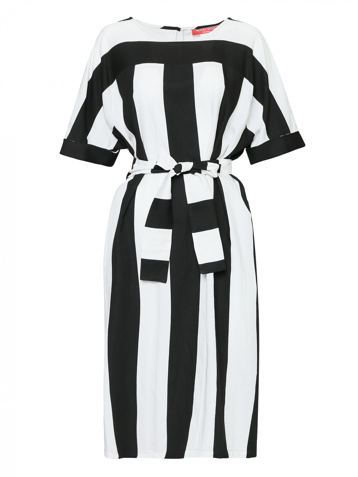 Платье из вискозы, с узором полоска Marina Rinaldi  –  Общий вид  – Цвет:  Черный