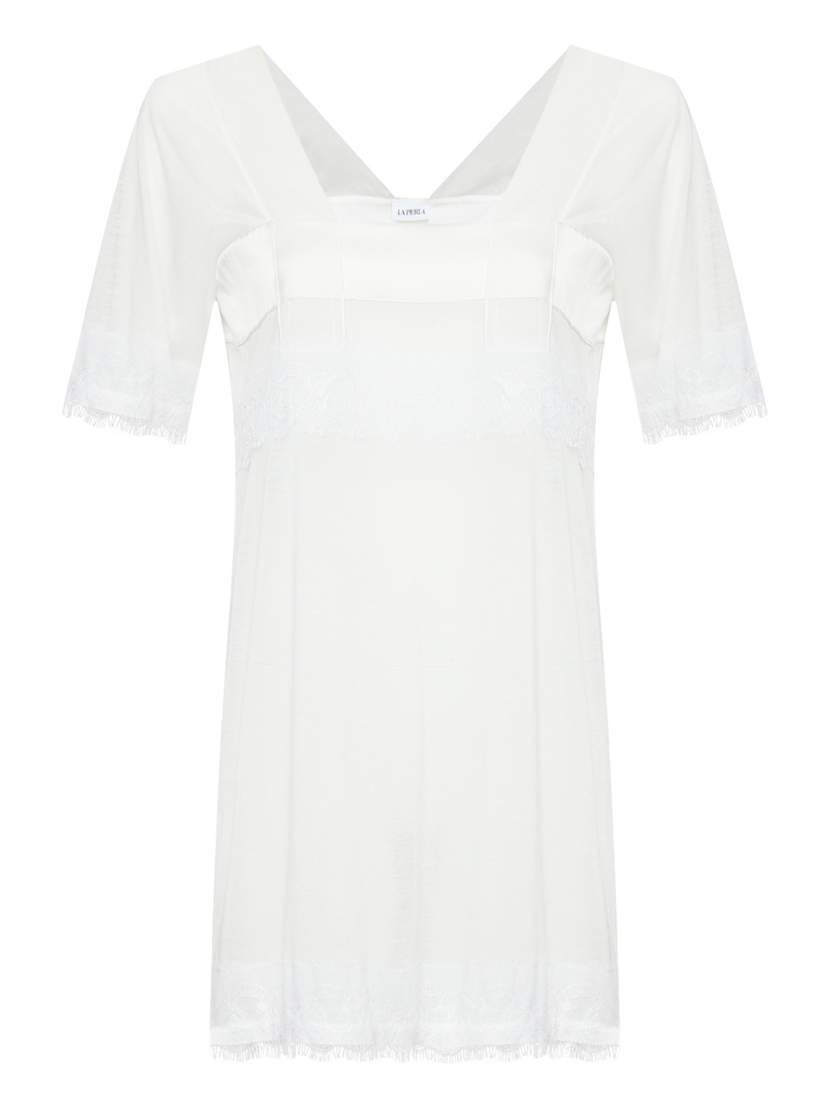 Сорочка из шелка и хлопка La Perla  –  Общий вид  – Цвет:  Белый