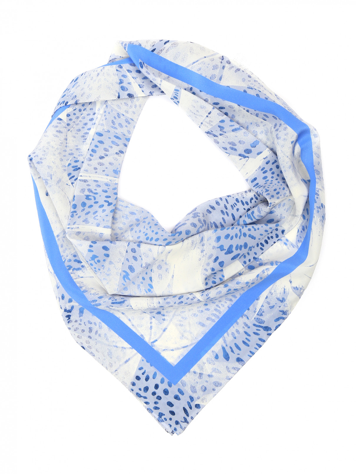 Платок из шелка с узором Marina Rinaldi  –  Общий вид  – Цвет:  Синий