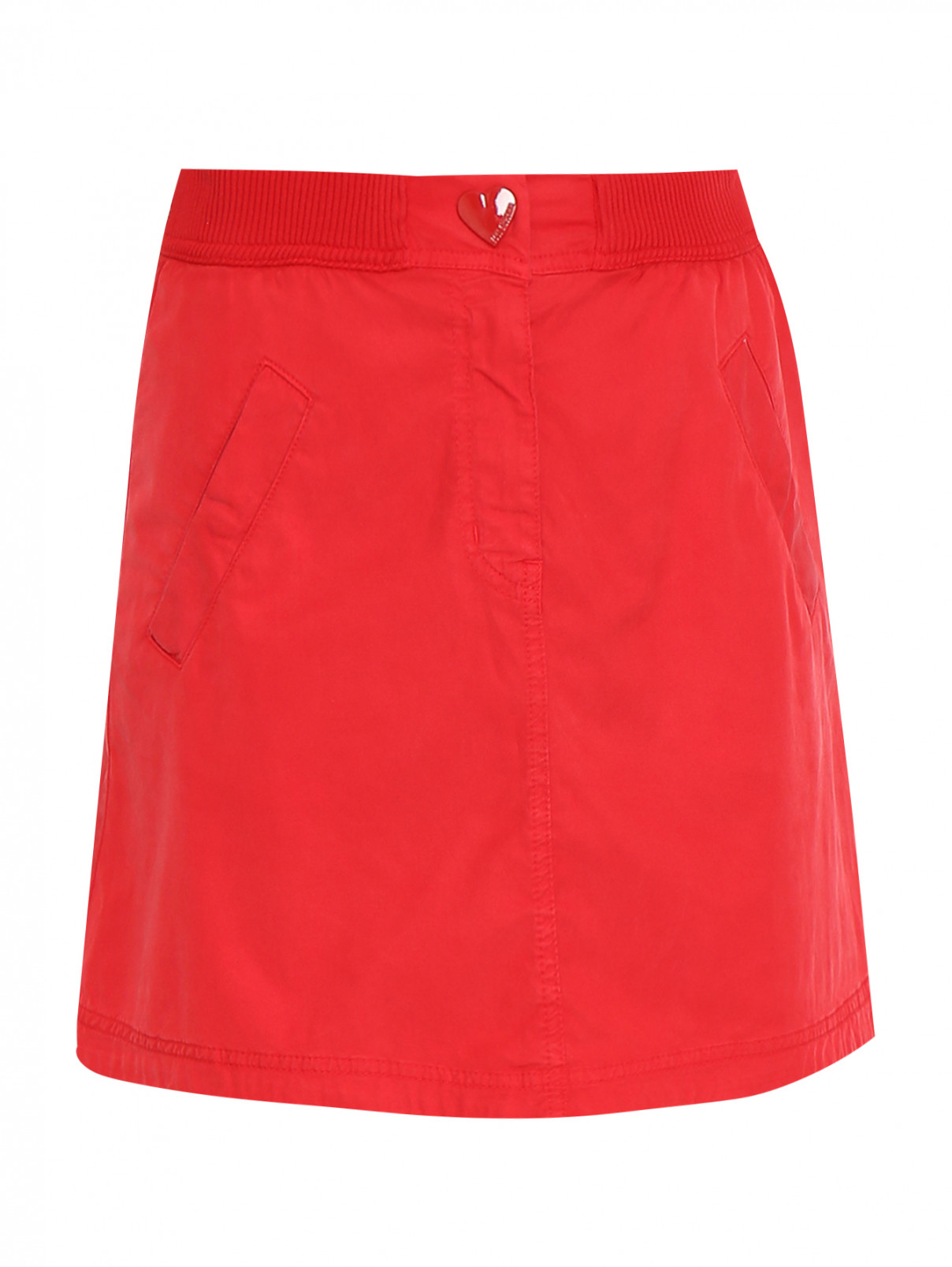 Юбка-мини с карманами Love Moschino  –  Общий вид  – Цвет:  Красный