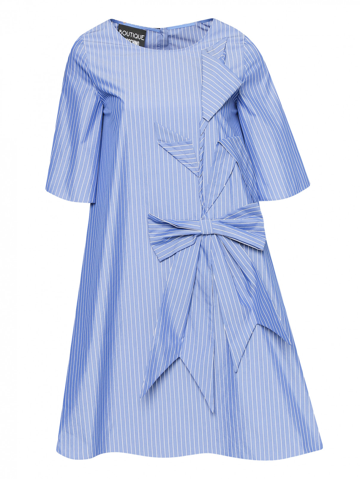 Платье свободного кроя с узором "полоска" Moschino Boutique  –  Общий вид  – Цвет:  Синий