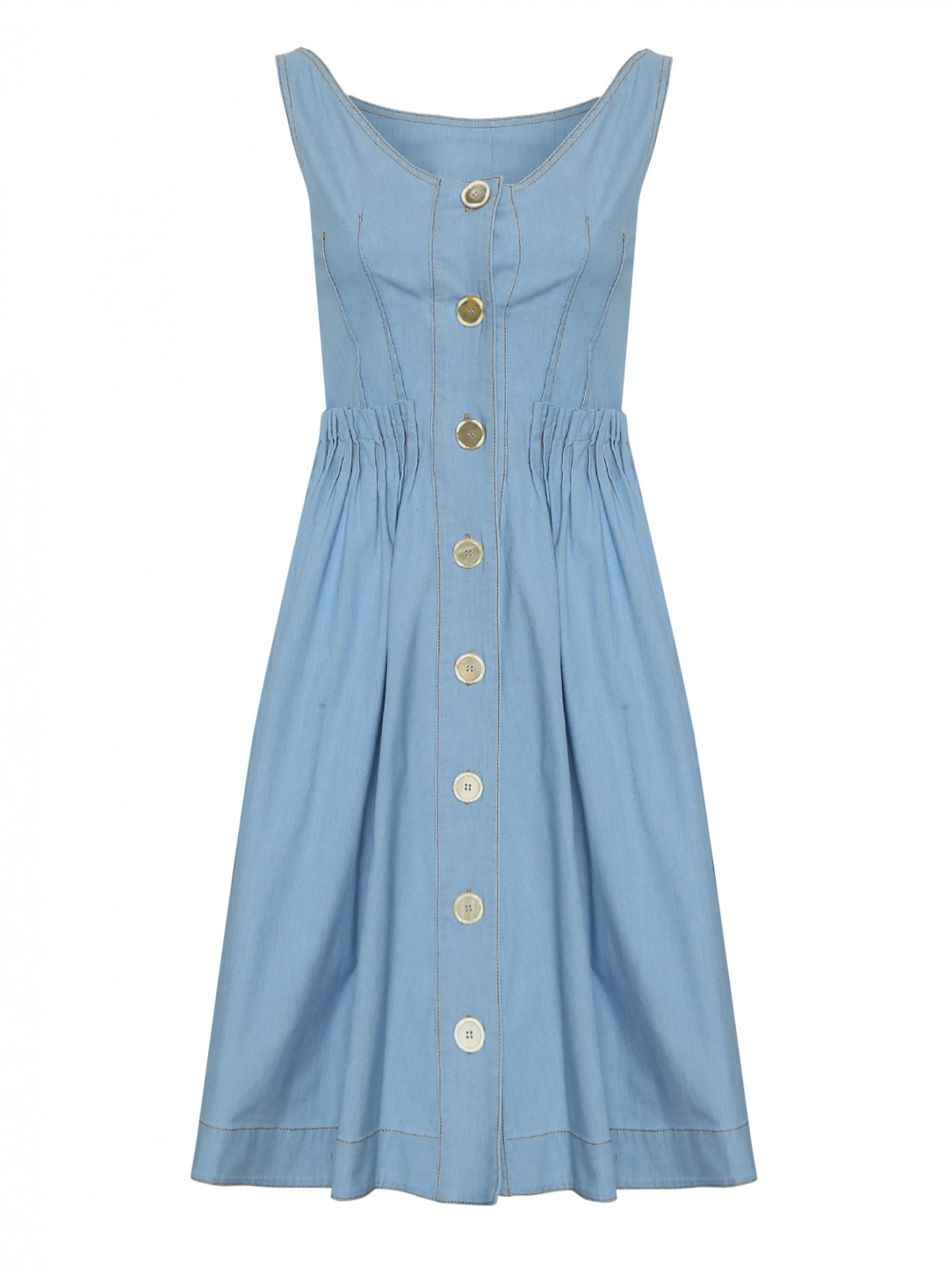 Платье хлопковое на пуговицах Marni  –  Общий вид  – Цвет:  Синий