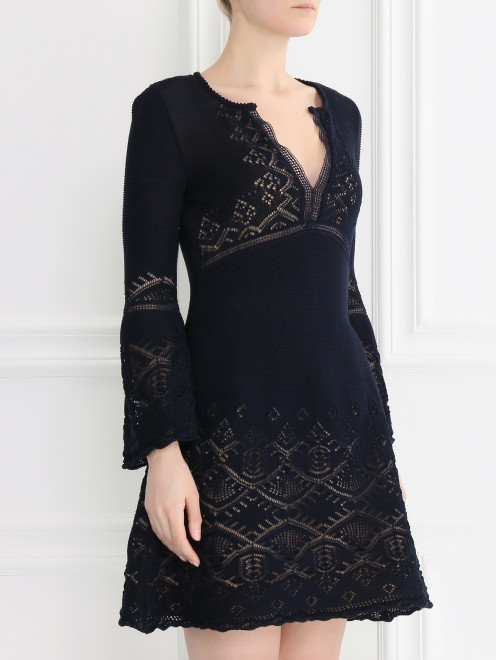 Платье-мини из хлопка ажурной вязки Alberta Ferretti - Модель Верх-Низ