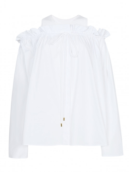 Объемная блуза из хлопка с трикотажной вставкой Alberta Ferretti - Общий вид