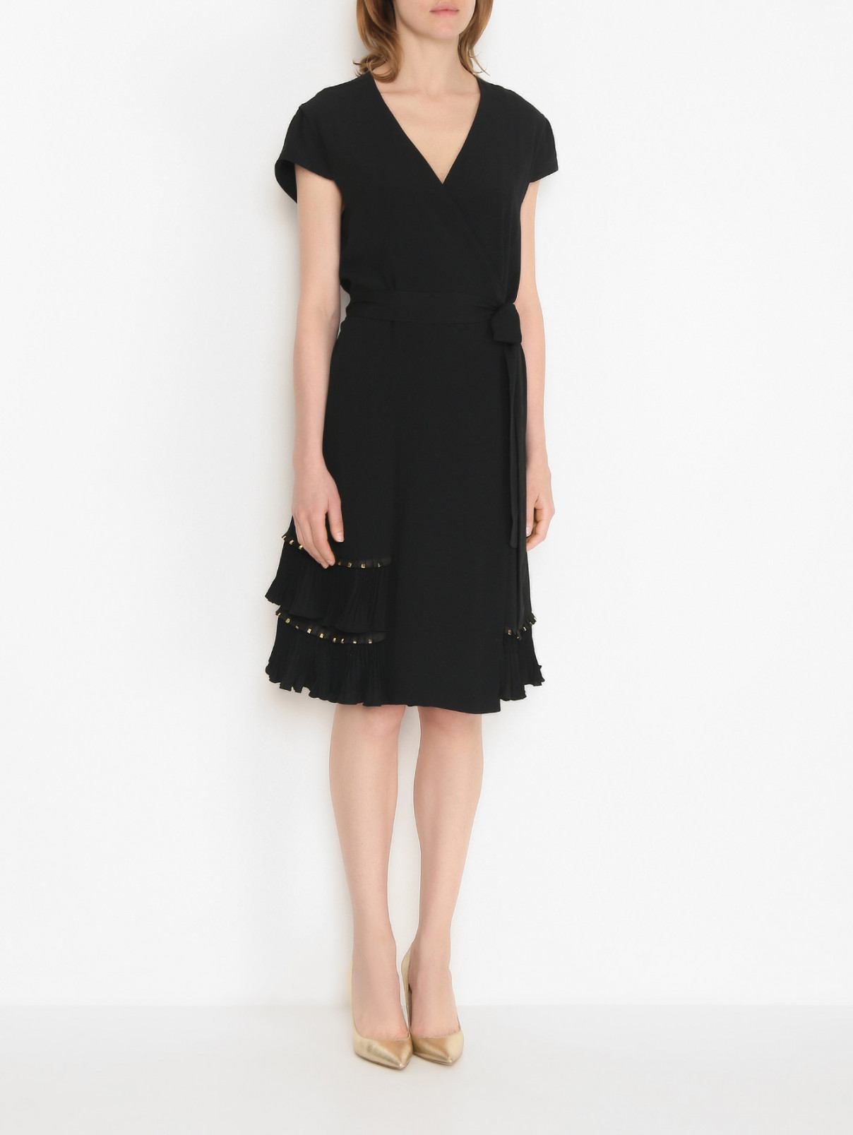 Платье на запах с декором Cavalli class  –  МодельВерхНиз  – Цвет:  Черный