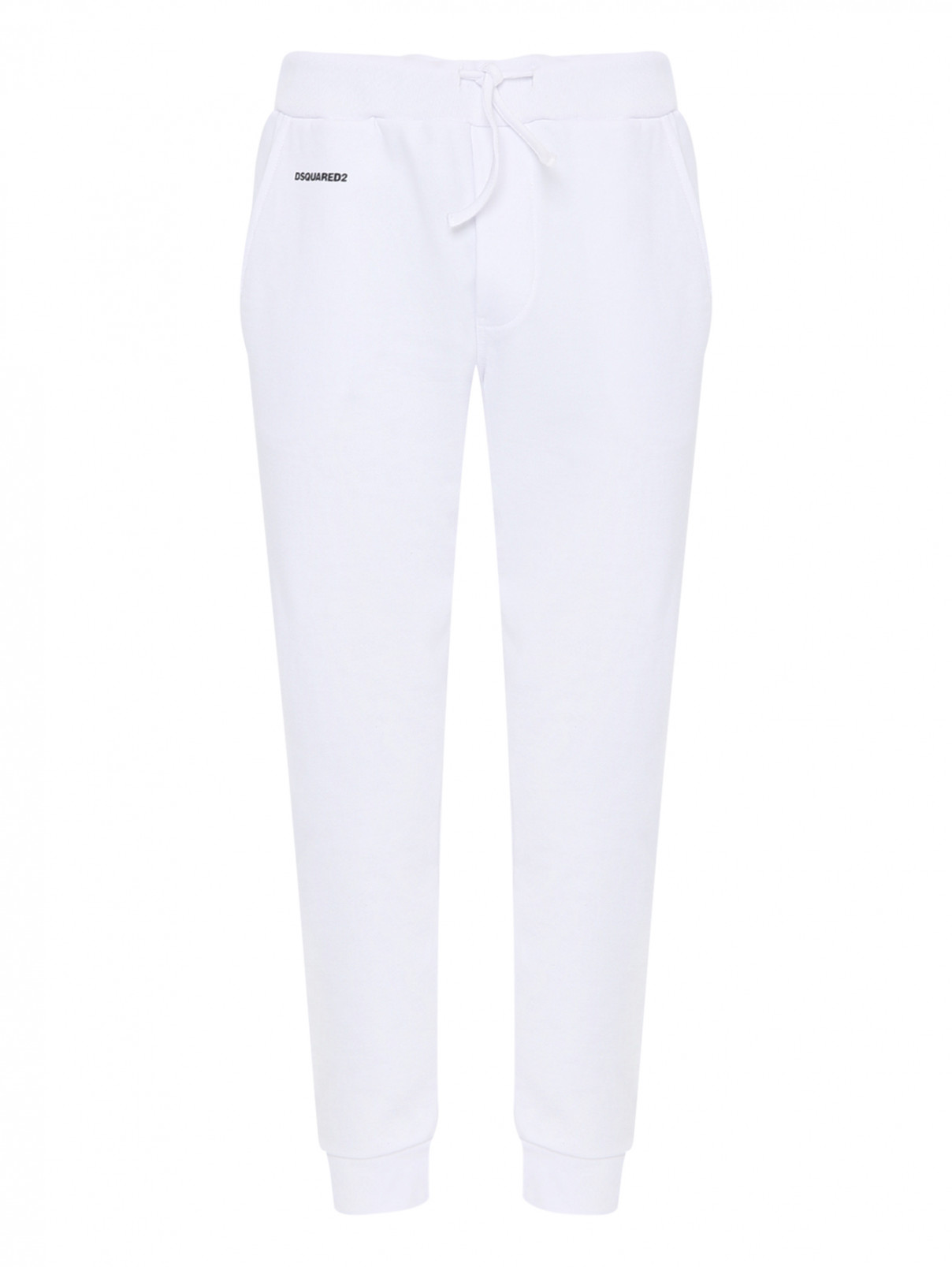 Трикотажные брюки с манжетами Dsquared2  –  Общий вид  – Цвет:  Белый