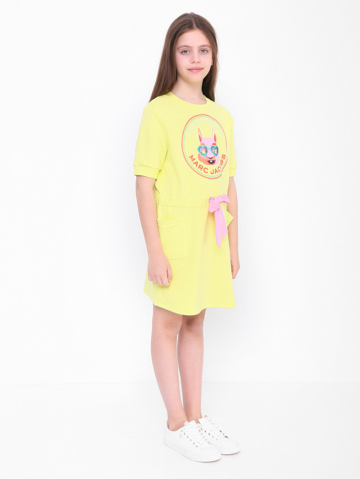 Хлопковое платье с накладными карманами Little Marc Jacobs  –  МодельВерхНиз  – Цвет:  Желтый