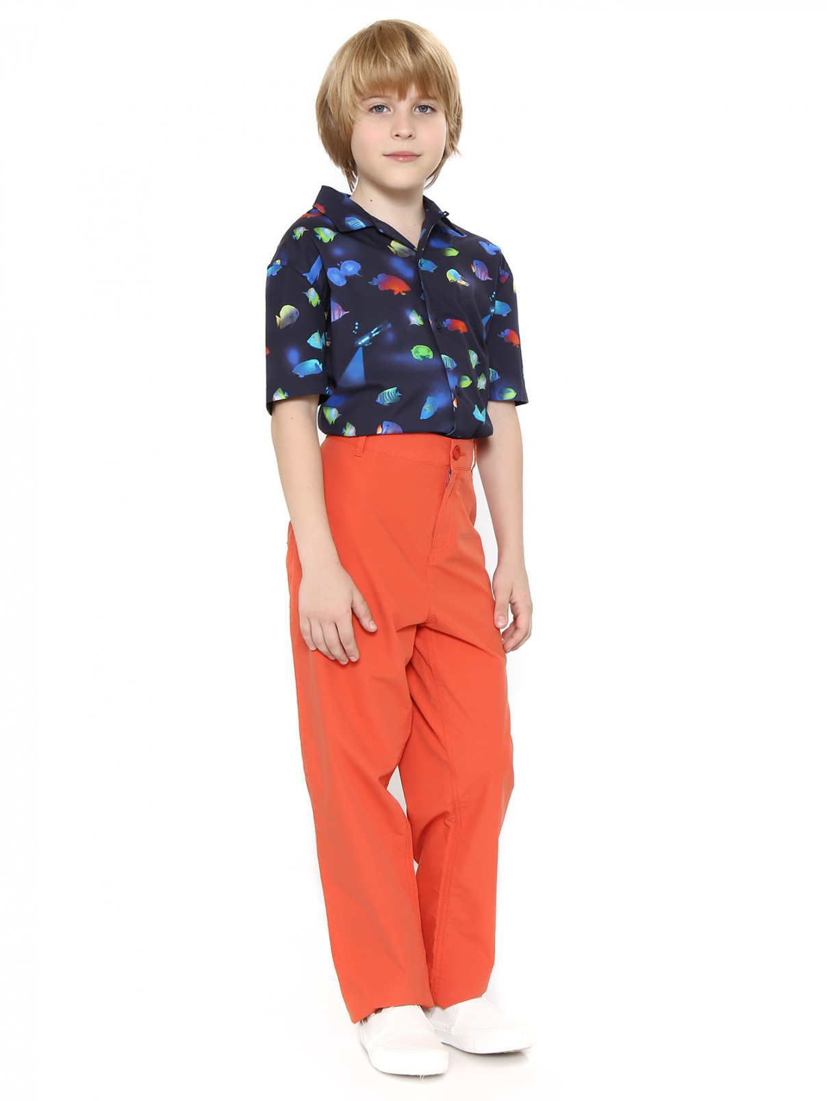 Рубашка из хлопка с узором Paul Smith Junior  –  Модель Общий вид  – Цвет:  Узор