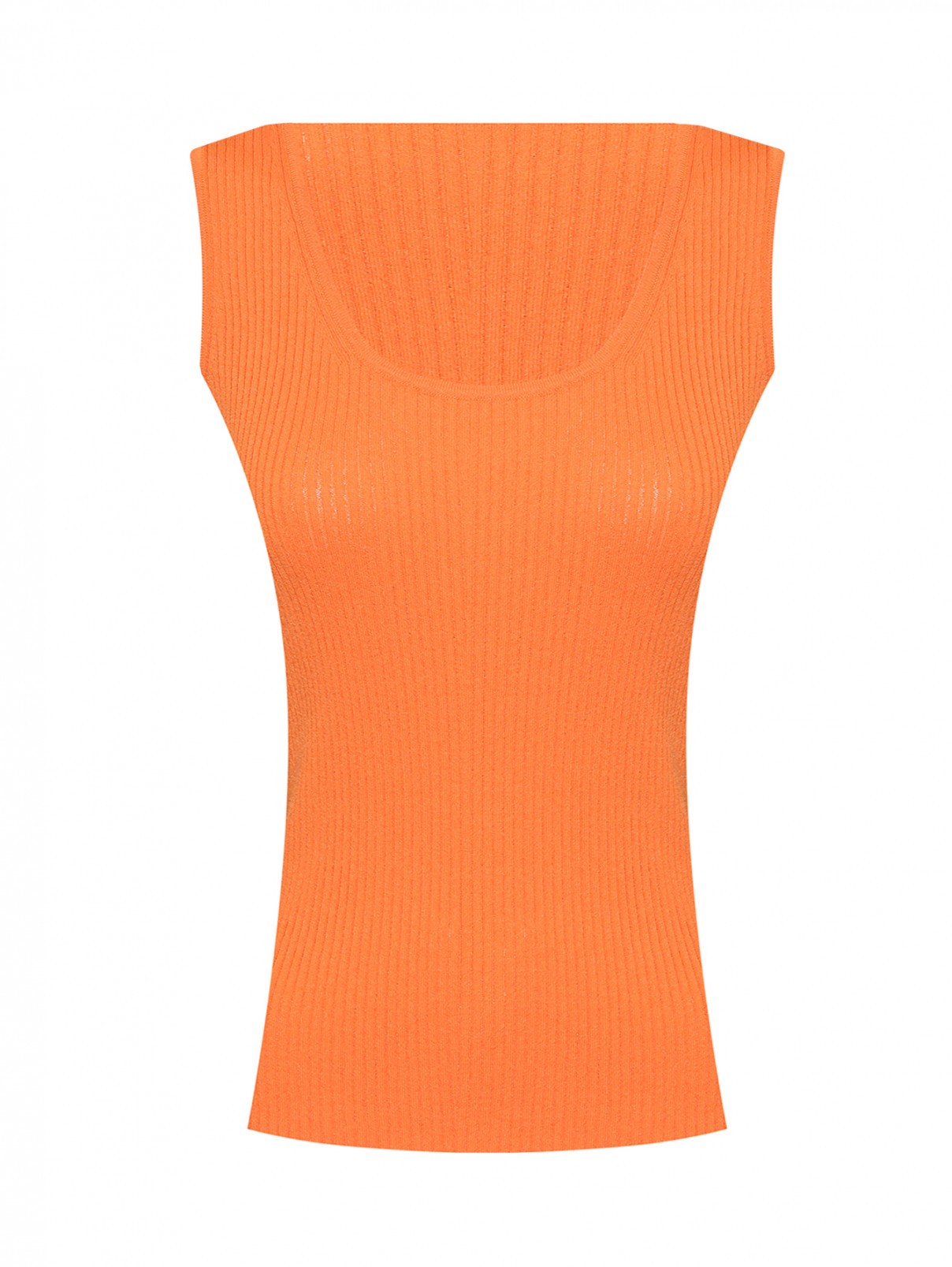Трикотажный топ в рубчик Max Mara  –  Общий вид  – Цвет:  Оранжевый