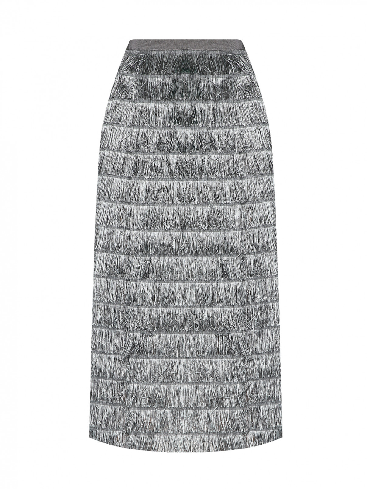 Юбка-миди с бахромой Alberta Ferretti  –  Общий вид  – Цвет:  Серый