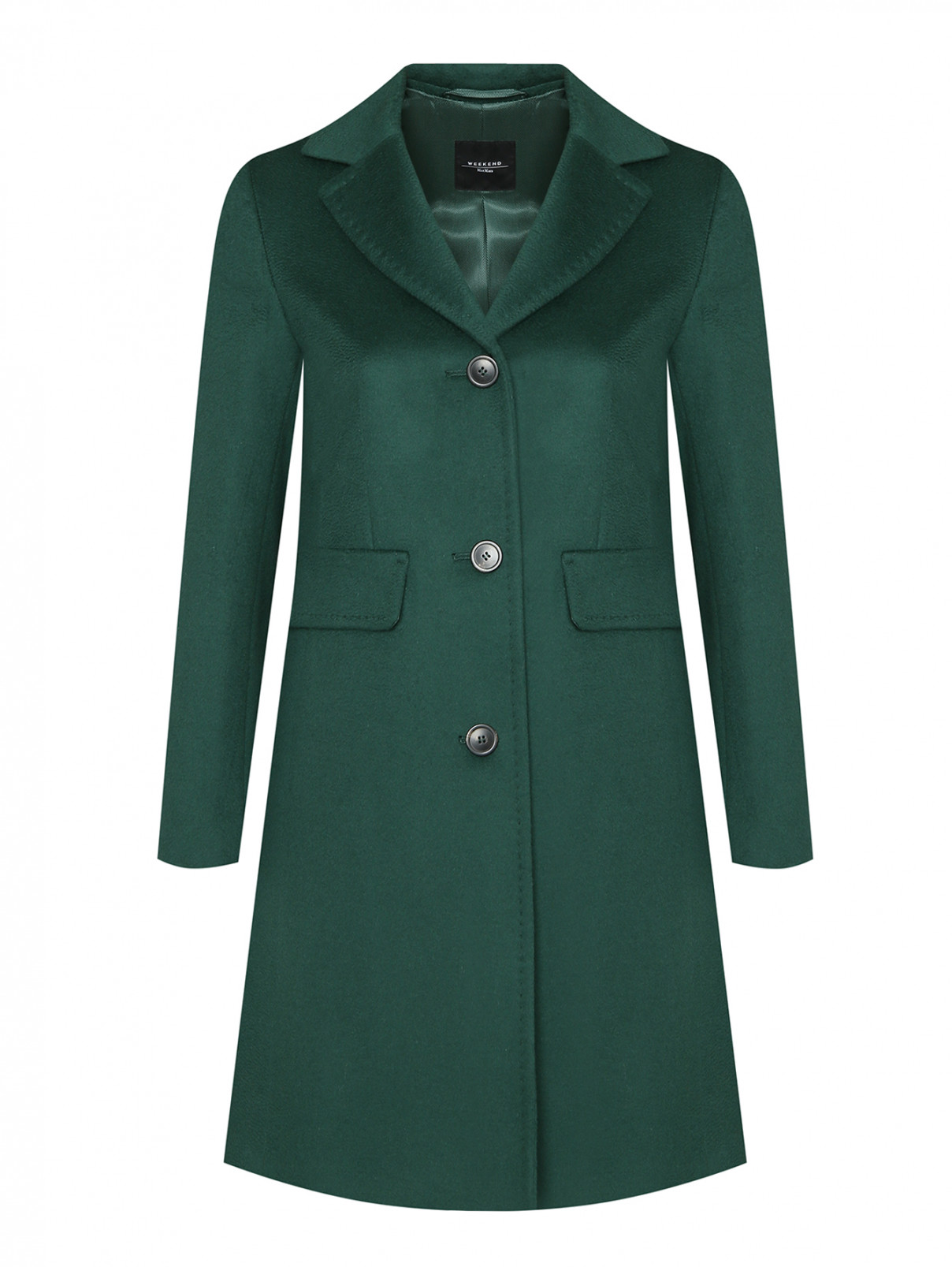 Пальто из шерсти с карманами Weekend Max Mara  –  Общий вид  – Цвет:  Зеленый