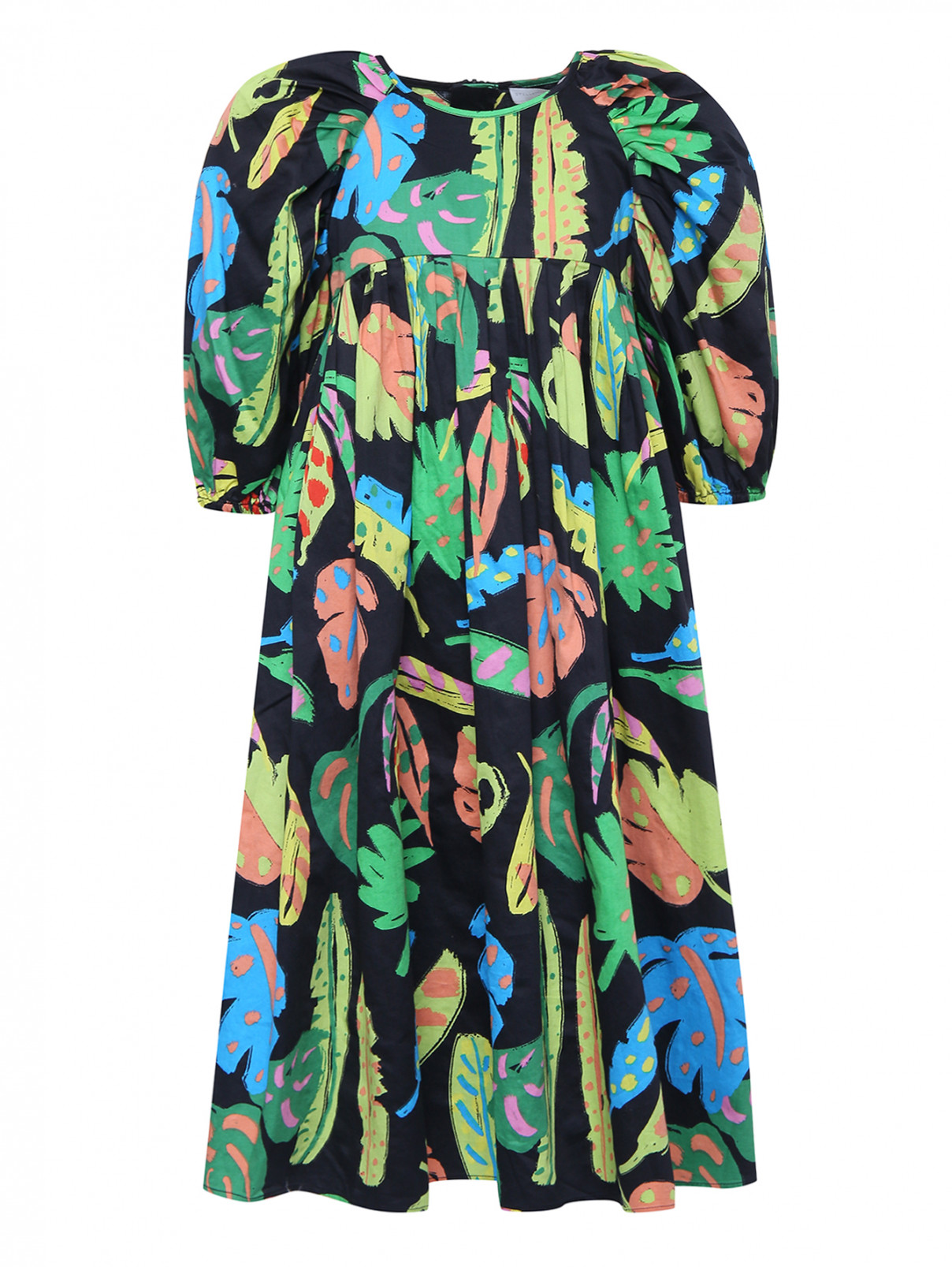 Платье из хлопка с узором Stella McCartney kids  –  Общий вид  – Цвет:  Узор
