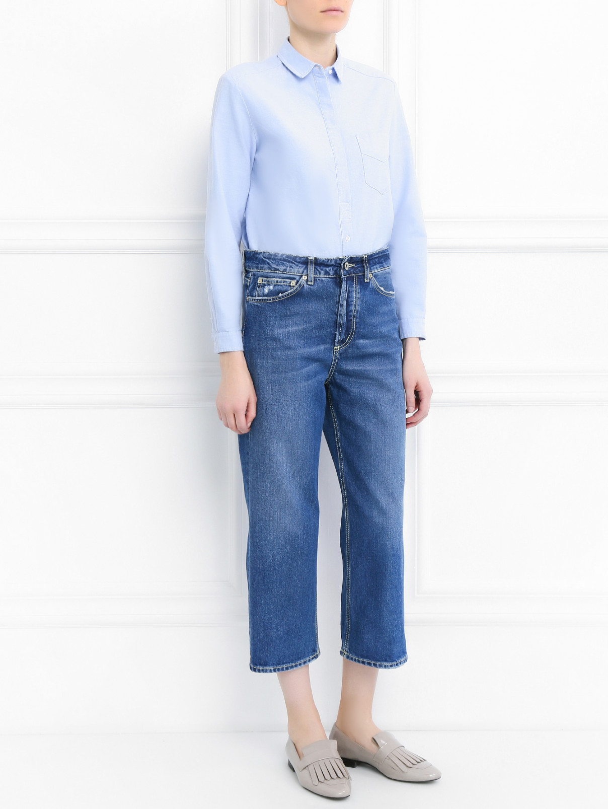 Укороченные джинсы прямого кроя Dondup  –  Модель Общий вид  – Цвет:  Синий