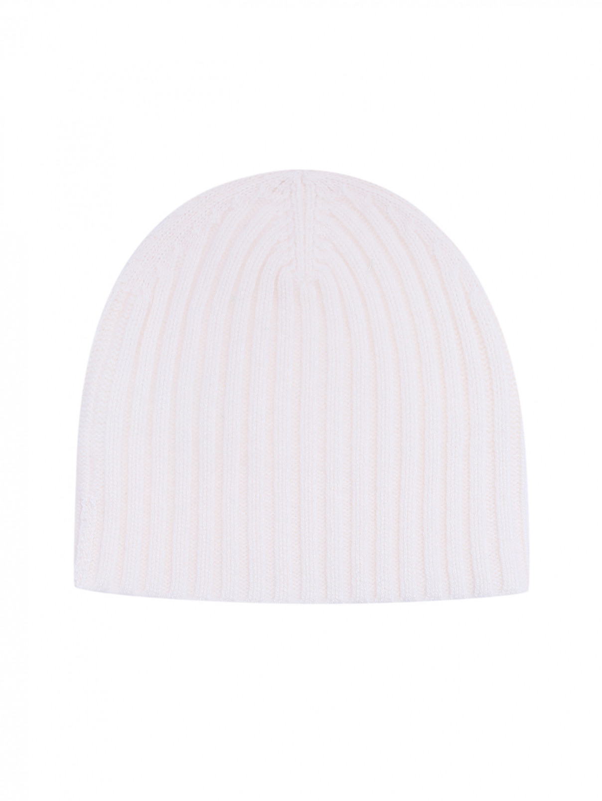Однотонная шапка из кашемира Allude  –  Общий вид  – Цвет:  Белый