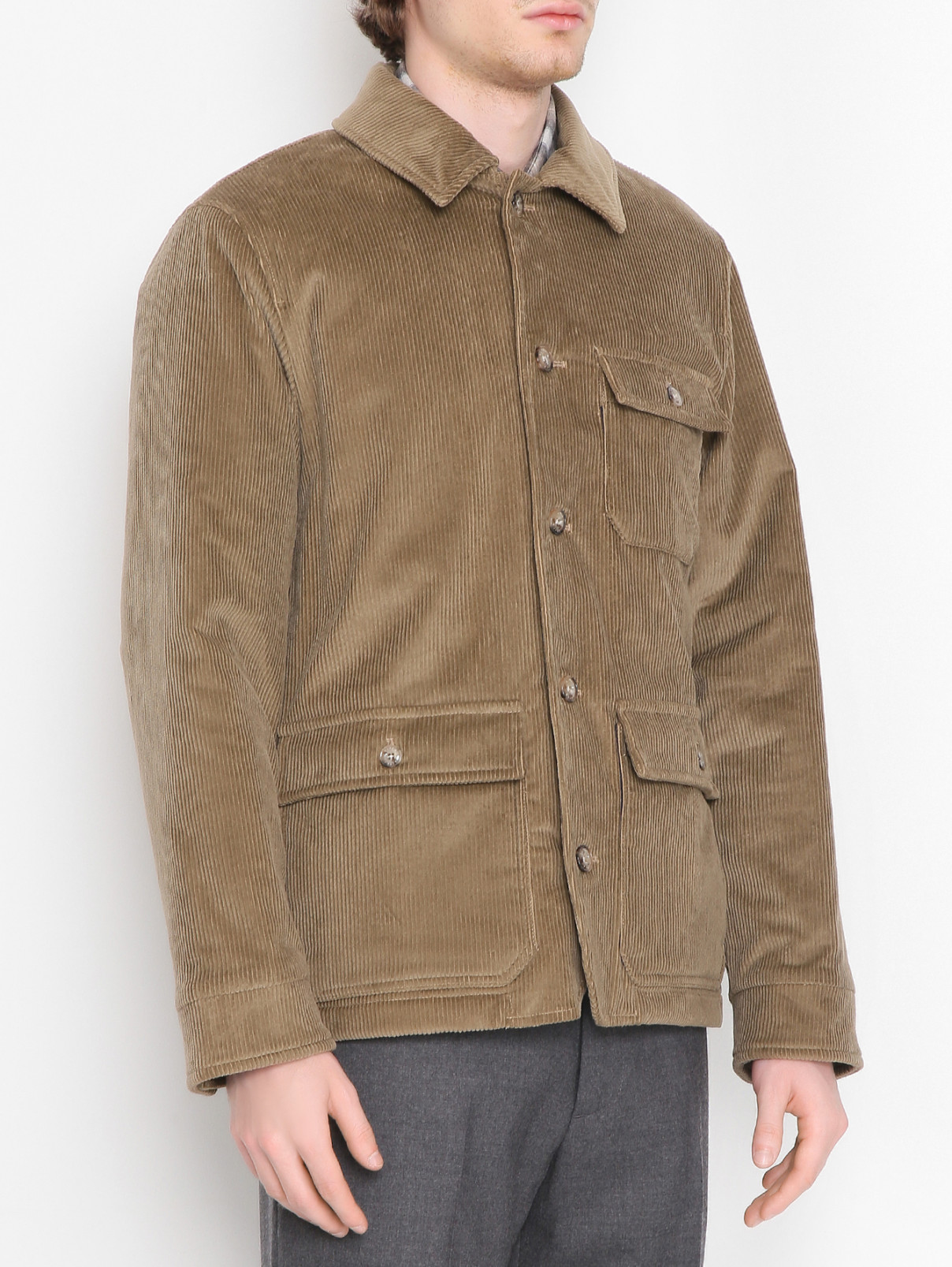 Вельветовая куртка с карманами Altea  –  МодельВерхНиз  – Цвет:  Зеленый