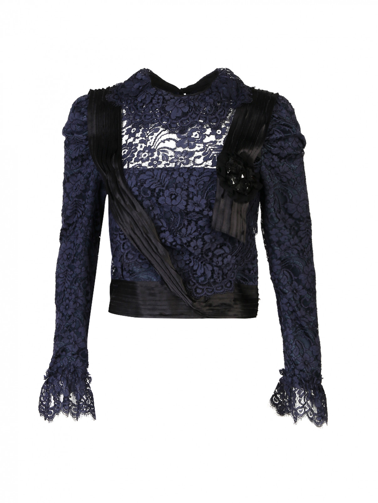 Кружевная блуза с декором Dolce & Gabbana  –  Общий вид  – Цвет:  Синий