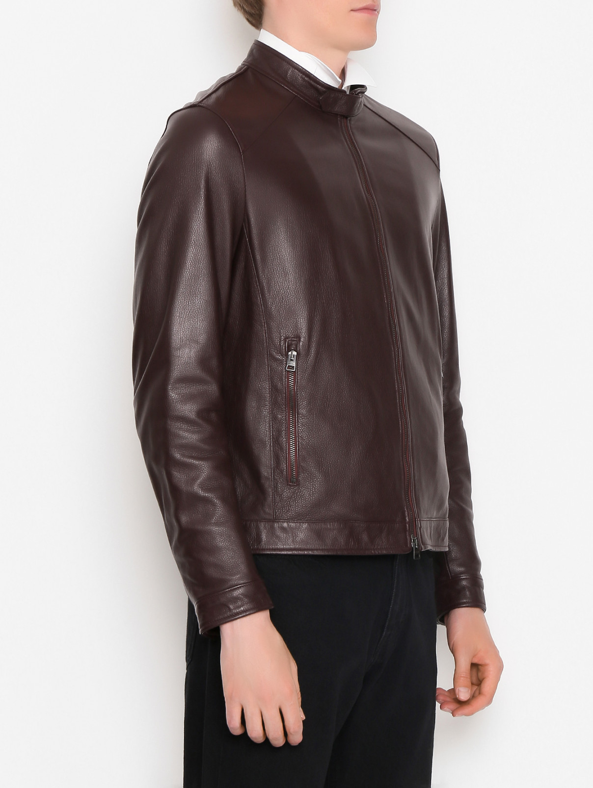 Куртка из кожи на молнии Etro  –  МодельВерхНиз  – Цвет:  Красный