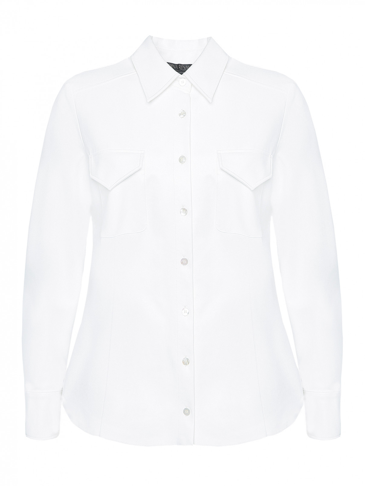 Рубашка из эко-кожи на пуговицах Marina Rinaldi  –  Общий вид  – Цвет:  Белый