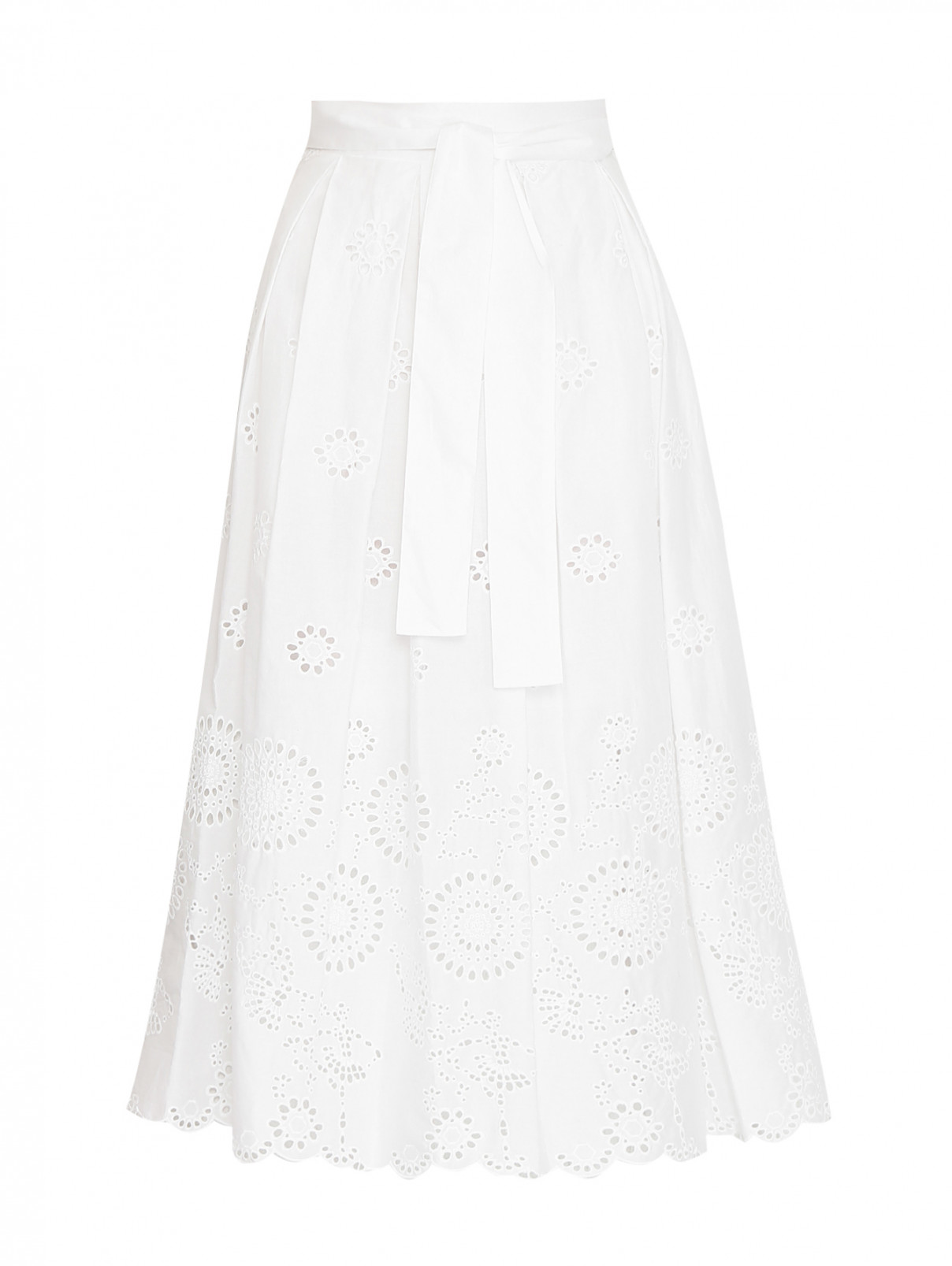 Юбка из хлопка с вышивкой Max&Co  –  Общий вид  – Цвет:  Белый