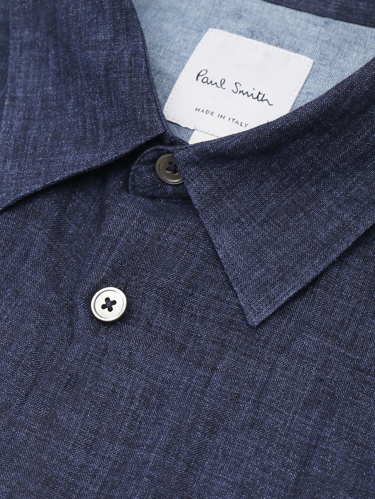 Рубашка из льна Paul Smith  –  Деталь  – Цвет:  Синий