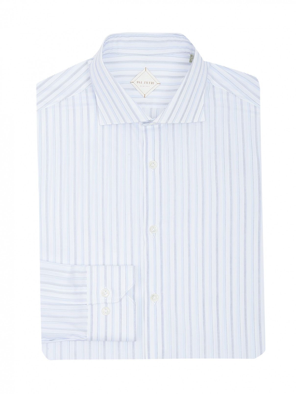 Рубашка из хлопка с узором "полоска" Pal Zileri  –  Общий вид  – Цвет:  Белый