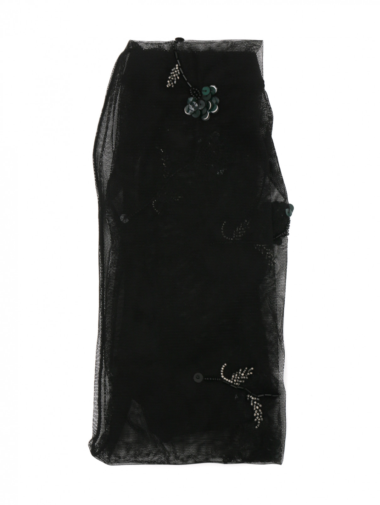 Чулки декорированные пайетками и бисером N21  –  Общий вид  – Цвет:  Черный