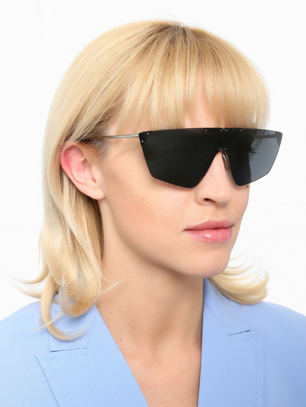 Очки солнцезащитные с металлическими дужками Max Mara  –  МодельОбщийВид  – Цвет:  Черный