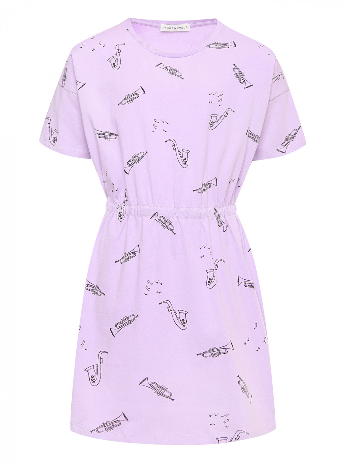 Платье из трикотажа с узором Sproet & Sprout  –  Общий вид  – Цвет:  Фиолетовый
