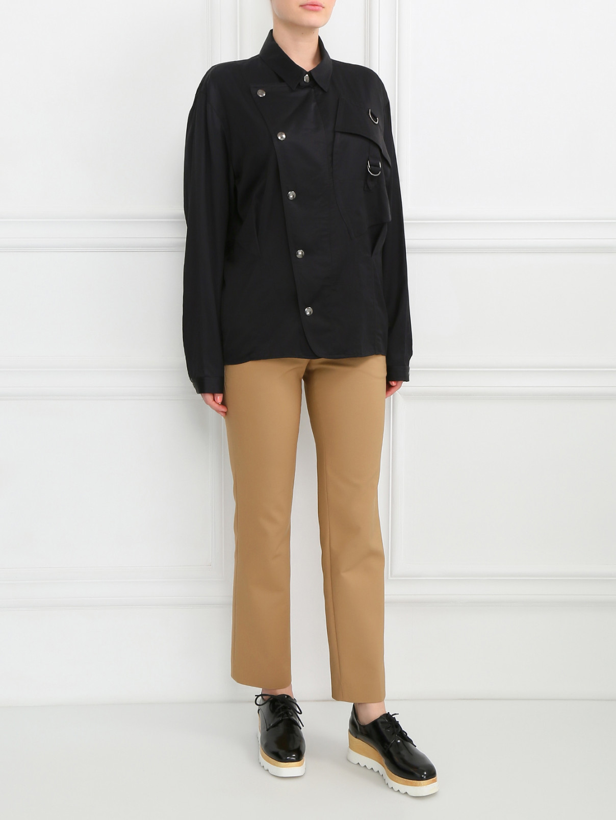 Легкая куртка асимметричного кроя Barbara Bui  –  Модель Общий вид  – Цвет:  Черный