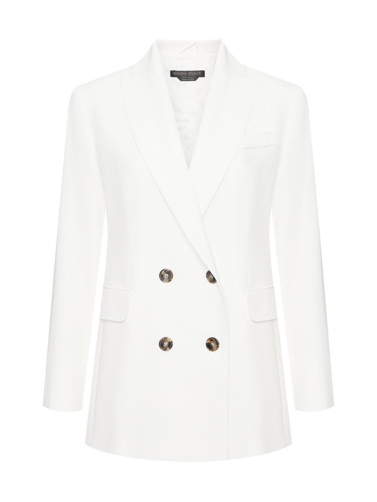 Двубортный жакет с карманами Marina Rinaldi  –  Общий вид  – Цвет:  Белый