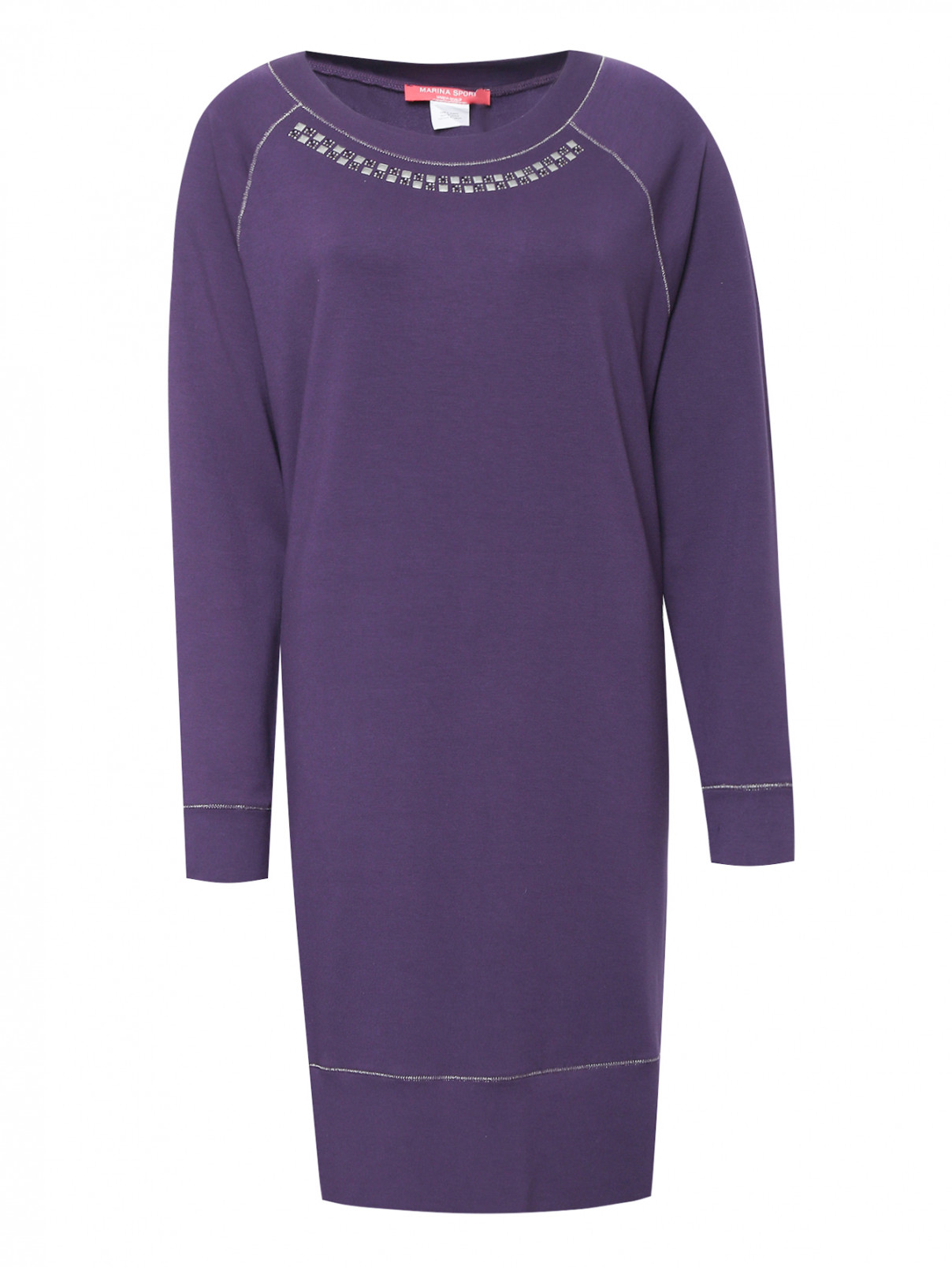 Платье свободного кроя с аппликацией Marina Sport  –  Общий вид  – Цвет:  Фиолетовый
